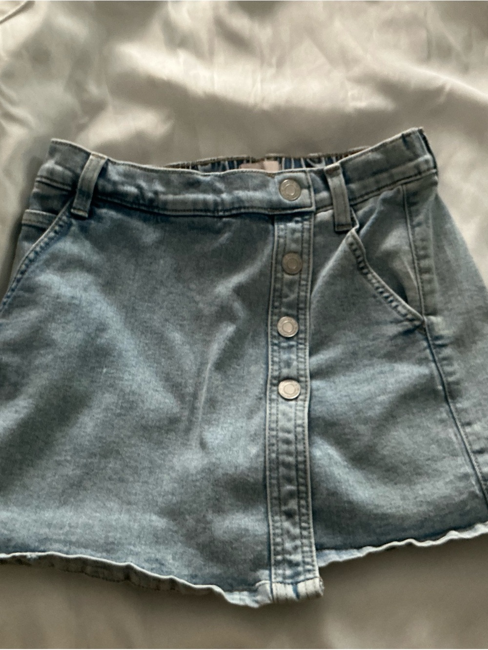 SO Light Blue Denim Button-Front Mini Skirt